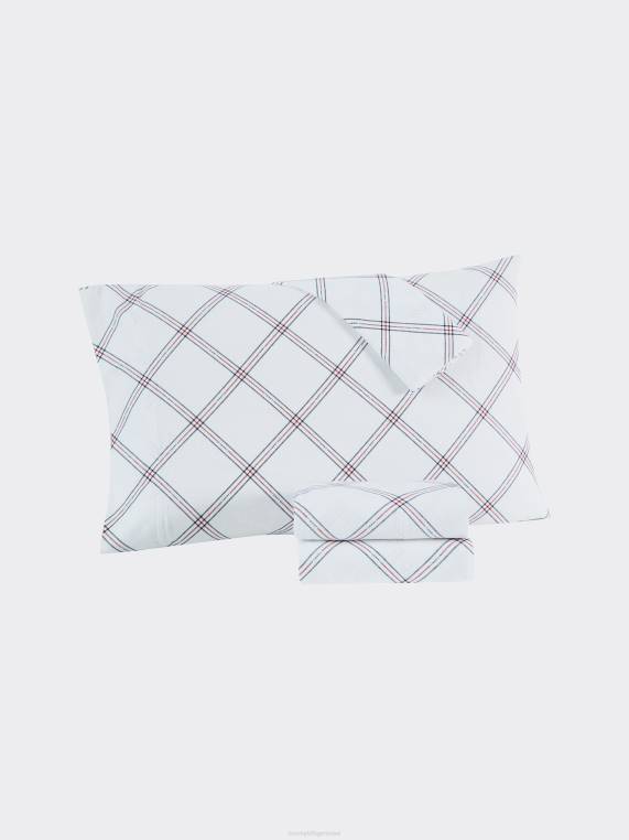 סט סדינים משובץ בחלונות מיטת קווין NX2023 רב משובץ Tommy Hilfiger