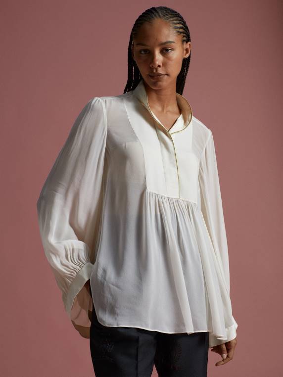 אוסף ויסקוזה חולצה בכושר רגוע NX202415 יונה לבנה Tommy Hilfiger