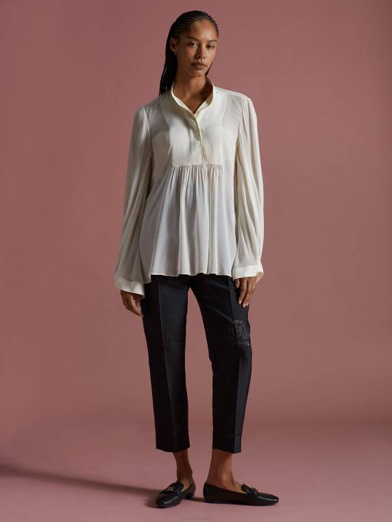 אוסף ויסקוזה חולצה בכושר רגוע NX202415 יונה לבנה Tommy Hilfiger