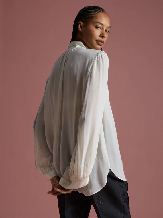 אוסף ויסקוזה חולצה בכושר רגוע NX202415 יונה לבנה Tommy Hilfiger