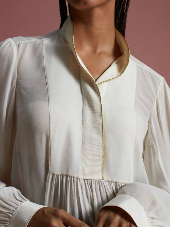 אוסף ויסקוזה חולצה בכושר רגוע NX202415 יונה לבנה Tommy Hilfiger