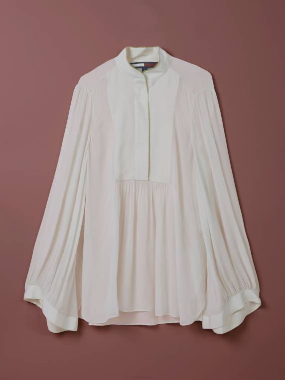 אוסף ויסקוזה חולצה בכושר רגוע NX202415 יונה לבנה Tommy Hilfiger