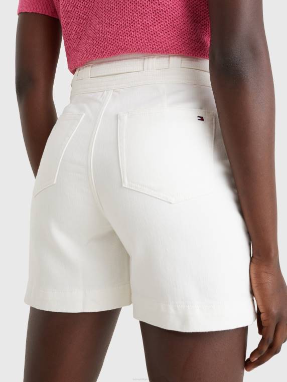 מכנסי ג'ינס קצרים בגזרה גבוהה NX202429 האופטי הלבן Tommy Hilfiger