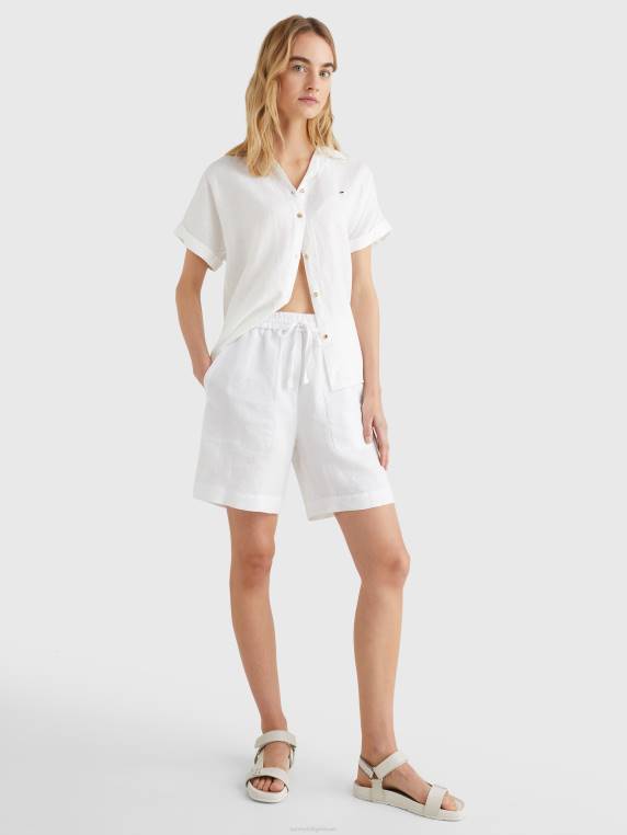 פשתן קצר בכושר רגוע NX202434 לבן Tommy Hilfiger