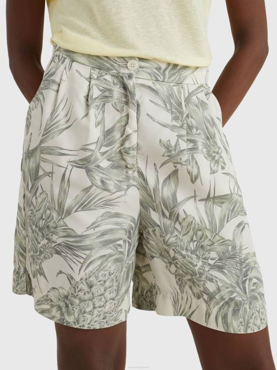 מכנסי קפלים בהדפס כף היד NX202435 אי אננס/ecru Tommy Hilfiger