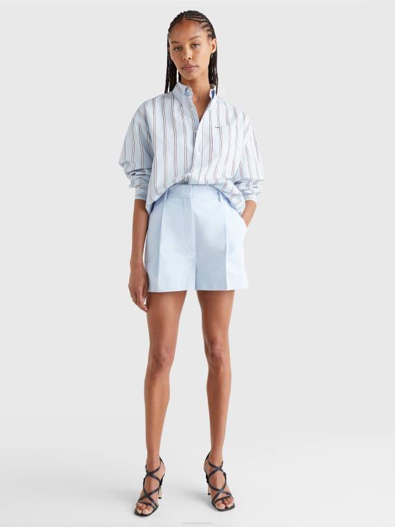 מכנסי קפלים בקומה גבוהה NX202443 כחול מבריז Tommy Hilfiger