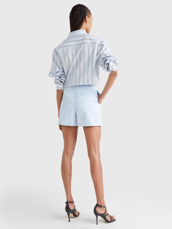 מכנסי קפלים בקומה גבוהה NX202443 כחול מבריז Tommy Hilfiger