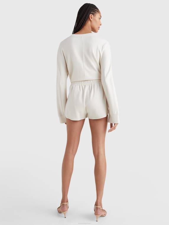 מכנסי זיעה קצרים עם שרוך הכנה NX202454 דיונת חול מדברית Tommy Hilfiger