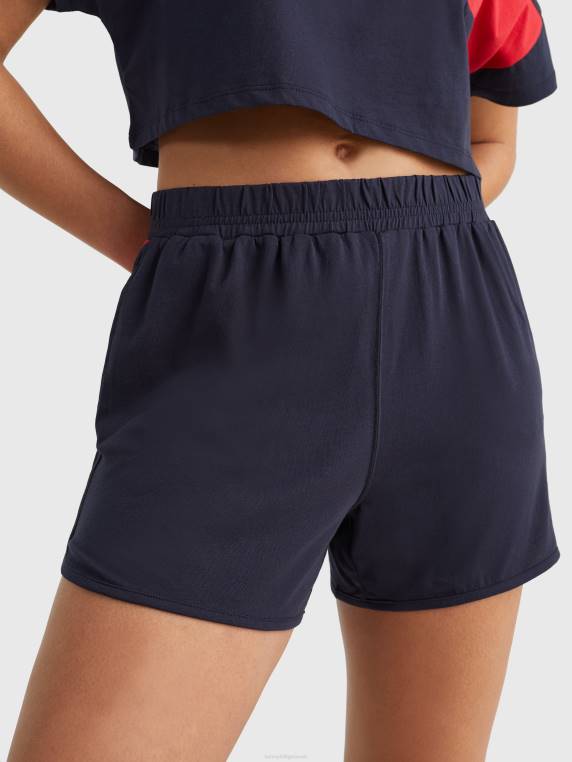 מכנסי כותנה אורגנית בגזרה גבוהה עם לוגו NX202459 שמיים מדבריים Tommy Hilfiger