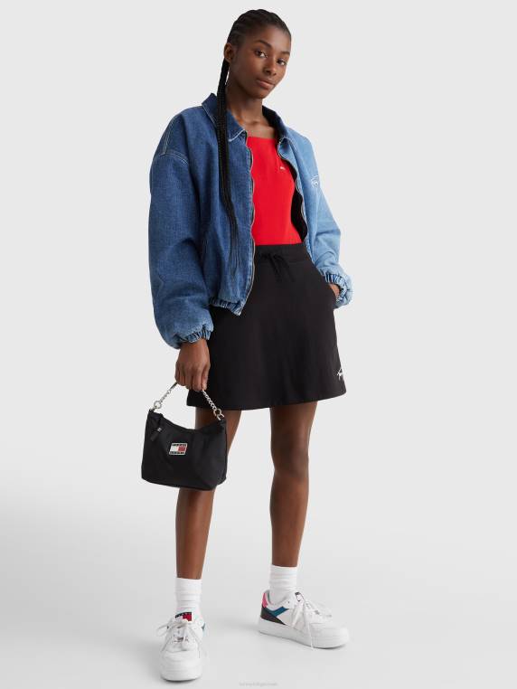 חצאית מיני זיעה עם לוגו חתימה NX202473 שָׁחוֹר Tommy Hilfiger