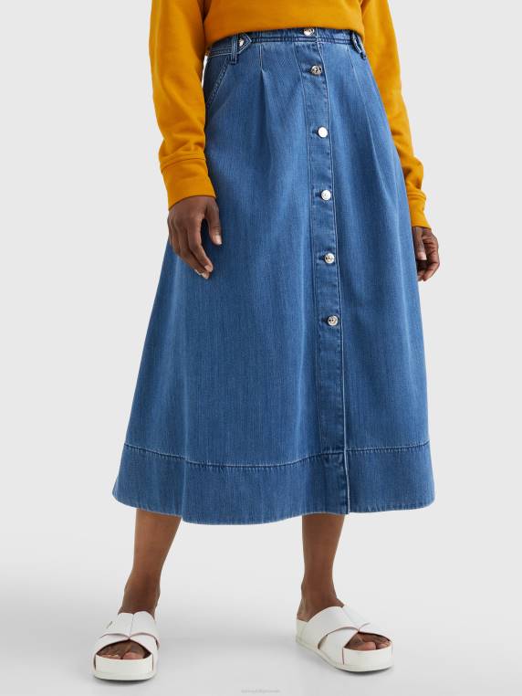 חצאית מידי קפלי ג'ינס NX202476 אגי Tommy Hilfiger