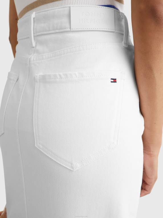 חצאית ג'ינס באורך הברך דק בכושר NX202481 האופטי הלבן Tommy Hilfiger