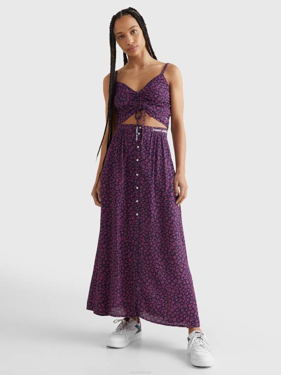 חצאית מידי פרחונית זורמת NX202483 הדפס פרחוני Tommy Hilfiger