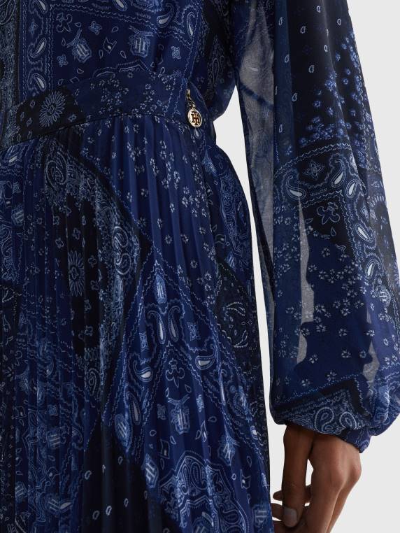 חצאית מידי עם קפלים רגועה בפייזלי NX202485 בנדנה טלאים/שמי מדבר Tommy Hilfiger