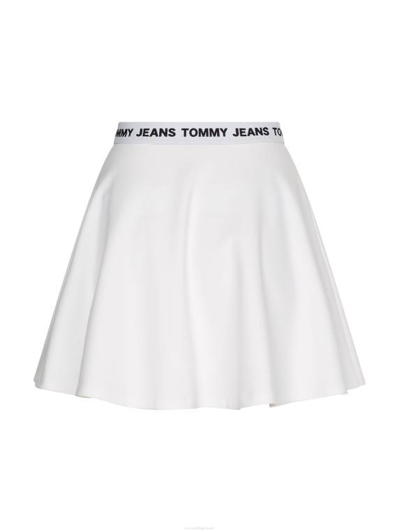 התאמה לחגורת לוגו וחצאית מתרחבת NX202492 לבן Tommy Hilfiger