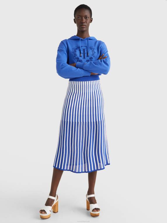 חצאית מידי עם פסים NX202494 verona blue/ecru swt Tommy Hilfiger