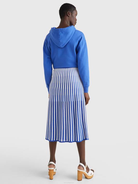חצאית מידי עם פסים NX202494 verona blue/ecru swt Tommy Hilfiger