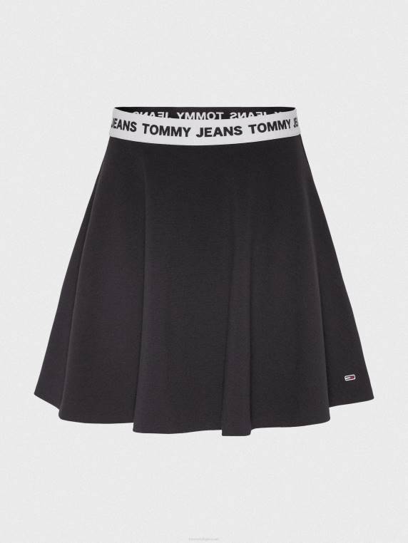 התאמה לחגורת לוגו וחצאית מתרחבת NX202497 שָׁחוֹר Tommy Hilfiger