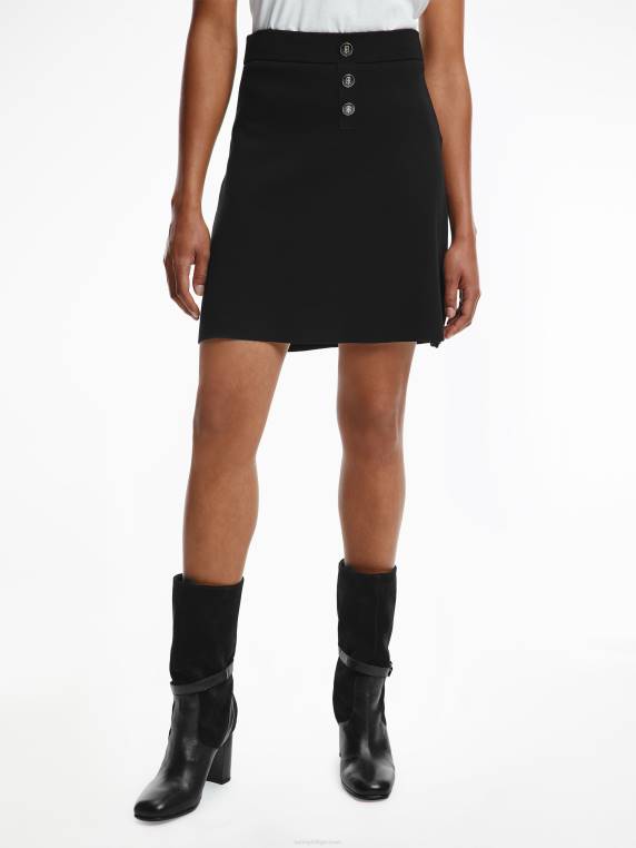 חצאית קצרה בכושר רגיל NX202503 שָׁחוֹר Tommy Hilfiger