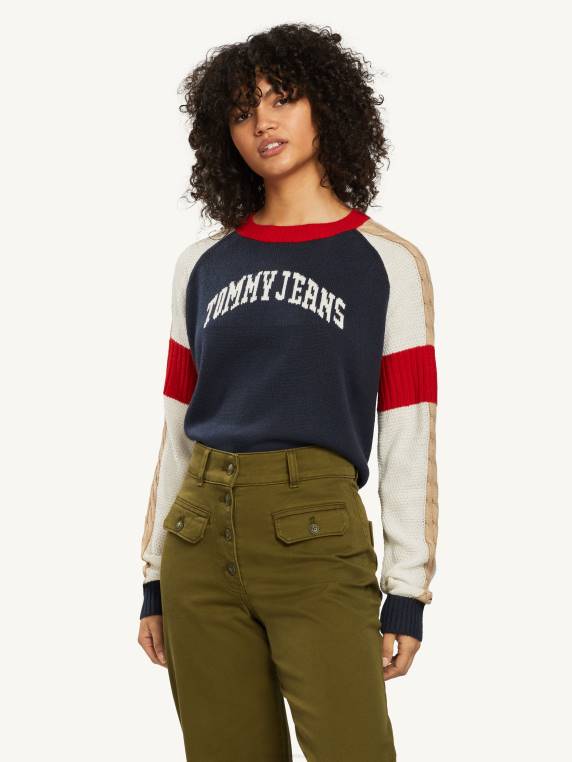 סוודר לוגו רב צבעוני NX202524 ארגמן עמוק/רב Tommy Hilfiger