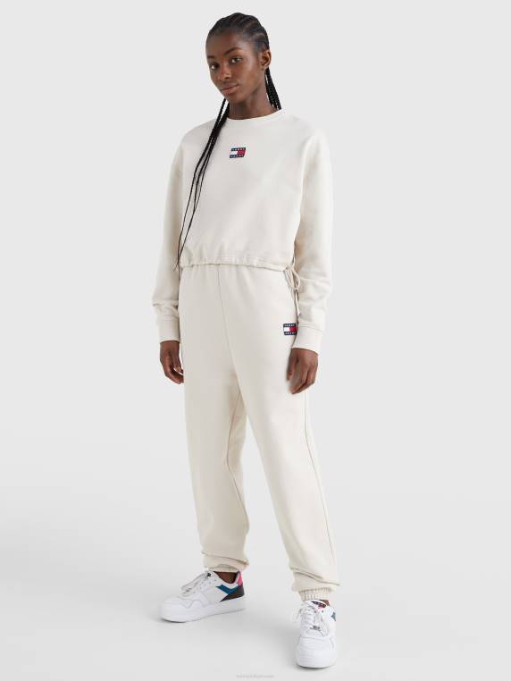 סווטשירט שרוך קצוץ תג NX202526 בז' אבן Tommy Hilfiger