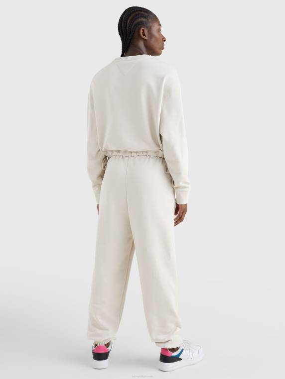 סווטשירט שרוך קצוץ תג NX202526 בז' אבן Tommy Hilfiger