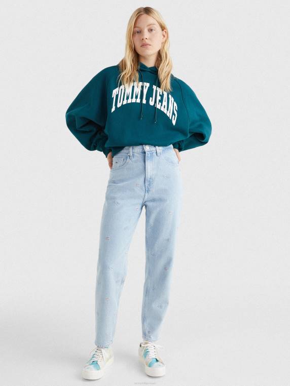 קפוצ'ון בכושר רגוע בקולג' NX202535 ירוק יער גשם Tommy Hilfiger