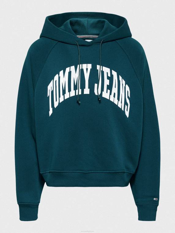 קפוצ'ון בכושר רגוע בקולג' NX202535 ירוק יער גשם Tommy Hilfiger