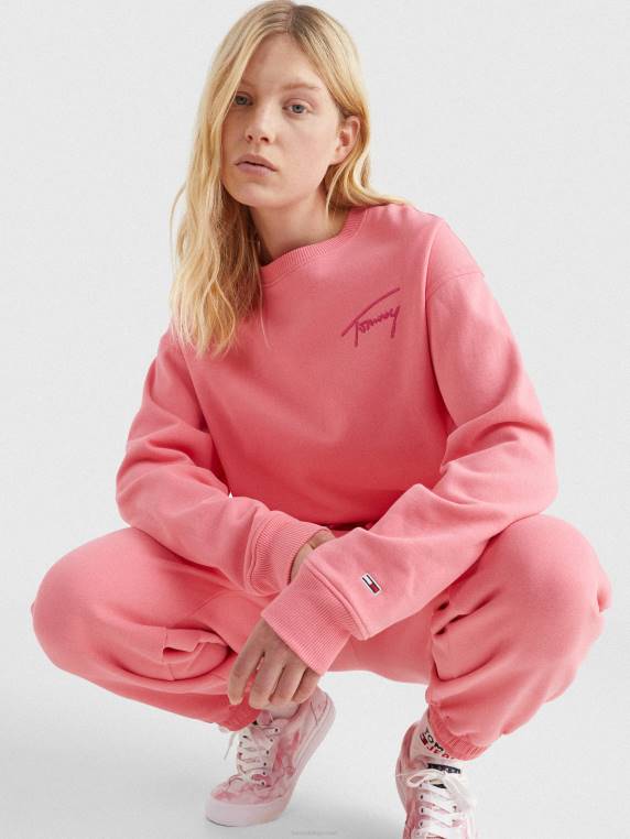סווטשירט חתוך לוגו ממוחזר NX202543 ורד גן Tommy Hilfiger