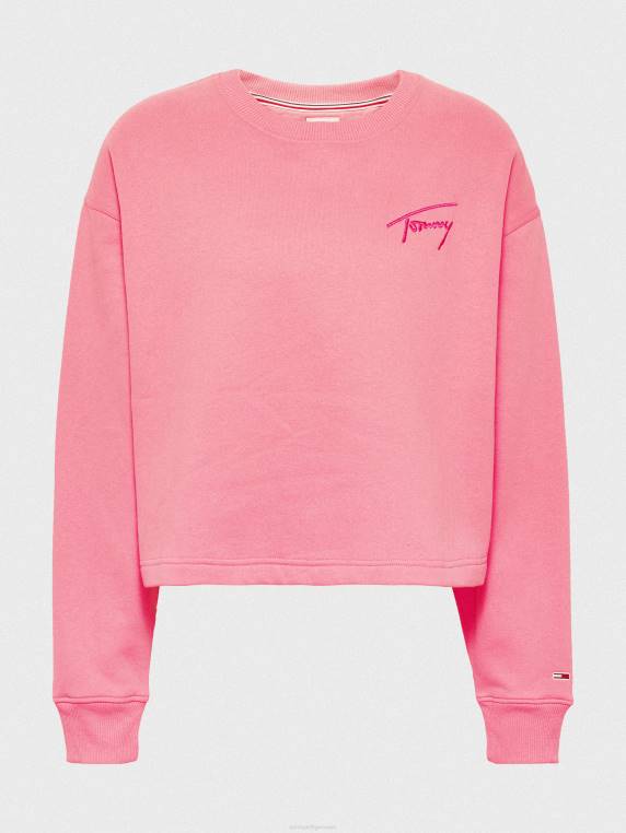 סווטשירט חתוך לוגו ממוחזר NX202543 ורד גן Tommy Hilfiger