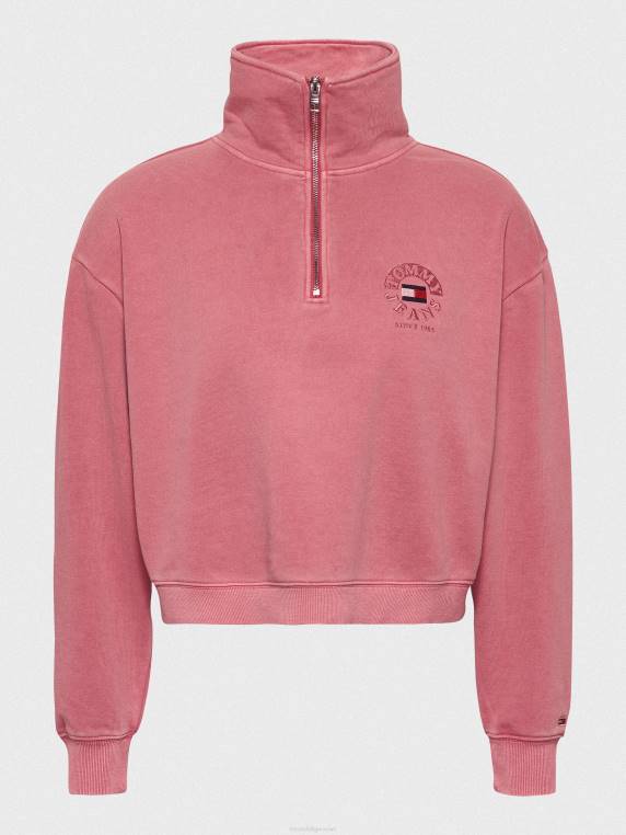 סווטשירט בגזרה רגועה עם רבע רוכסן NX202548 ורד גן Tommy Hilfiger