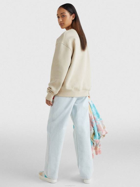 סווטשירט רגוע בקולג' NX202550 חול סוואנה Tommy Hilfiger