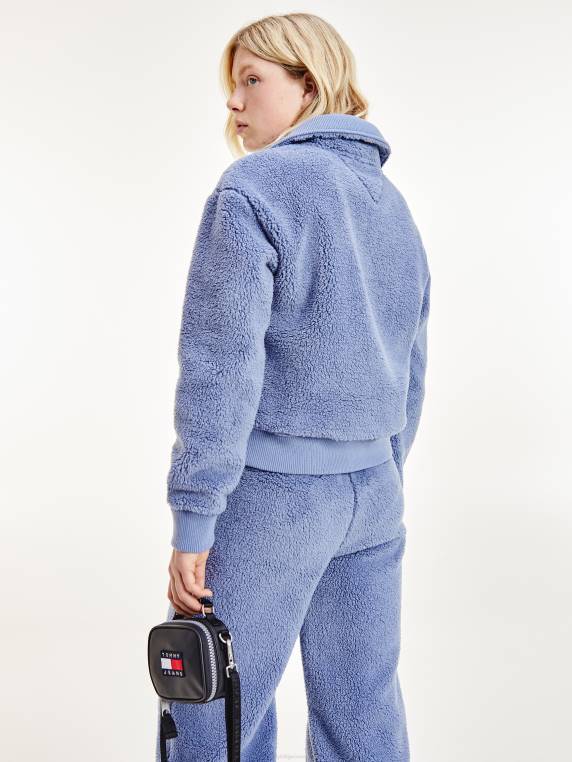 סווטשירט צמר קטיפה תג קופסתי NX202556 אפור לבנדר Tommy Hilfiger