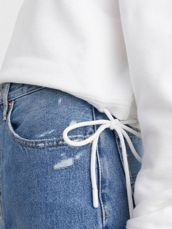 סווטשירט שרוך קצוץ תג NX202562 לבן Tommy Hilfiger