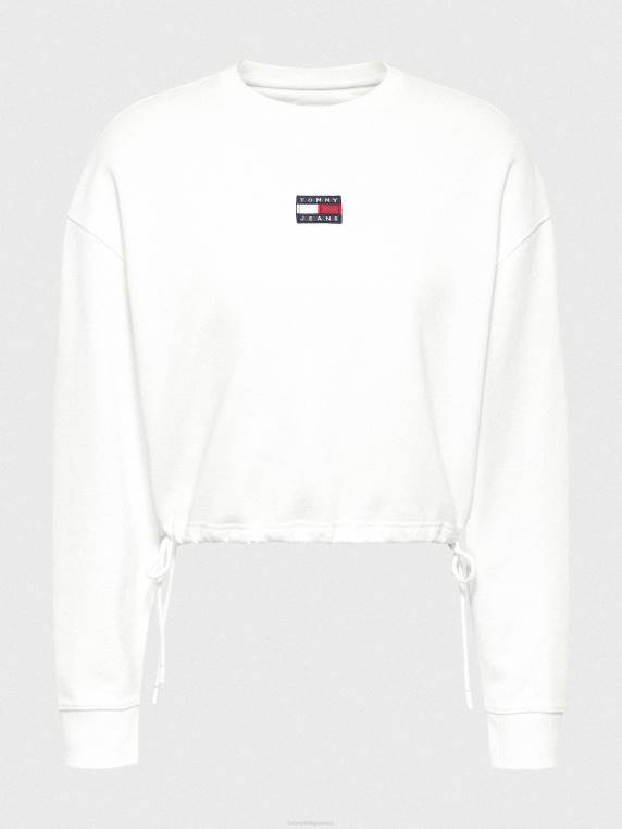 סווטשירט שרוך קצוץ תג NX202562 לבן Tommy Hilfiger