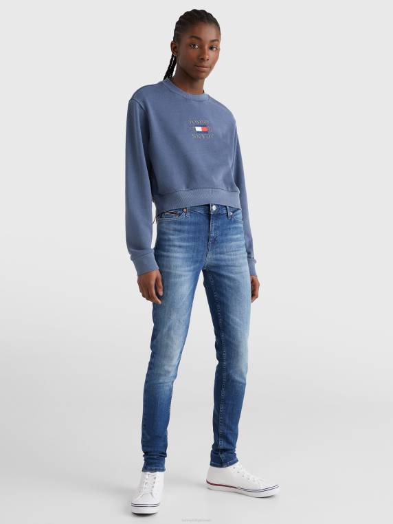 סווטשירט לוגו קצוץ NX202571 צי הדמדומים Tommy Hilfiger