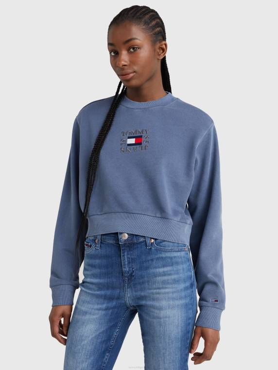 סווטשירט לוגו קצוץ NX202571 צי הדמדומים Tommy Hilfiger