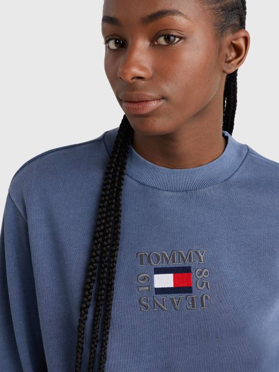 סווטשירט לוגו קצוץ NX202571 צי הדמדומים Tommy Hilfiger