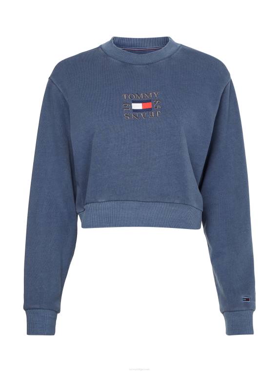 סווטשירט לוגו קצוץ NX202571 צי הדמדומים Tommy Hilfiger