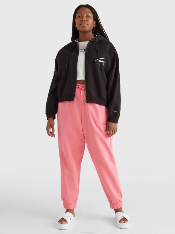 קפוצ'ון רוכסן עם לוגו חתימה עקומה NX202584 שָׁחוֹר Tommy Hilfiger