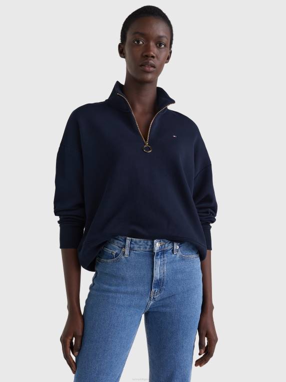 סווטשירט נינוח עם חצי רוכסן NX202590 שמיים מדבריים Tommy Hilfiger