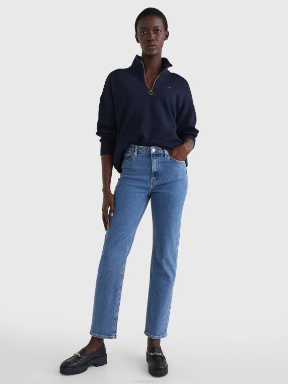 סווטשירט נינוח עם חצי רוכסן NX202590 שמיים מדבריים Tommy Hilfiger