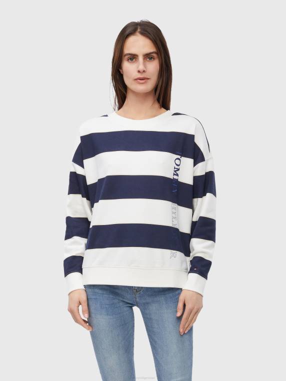 סווטשירט פתוח רוגבי NX202596 פס רוגבי אופקי/שמימי מדבר אקרו Tommy Hilfiger