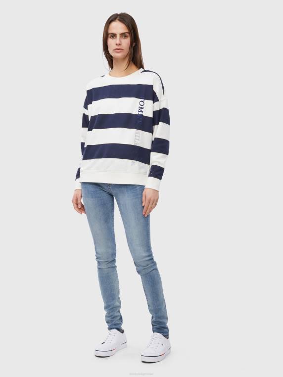 סווטשירט פתוח רוגבי NX202596 פס רוגבי אופקי/שמימי מדבר אקרו Tommy Hilfiger