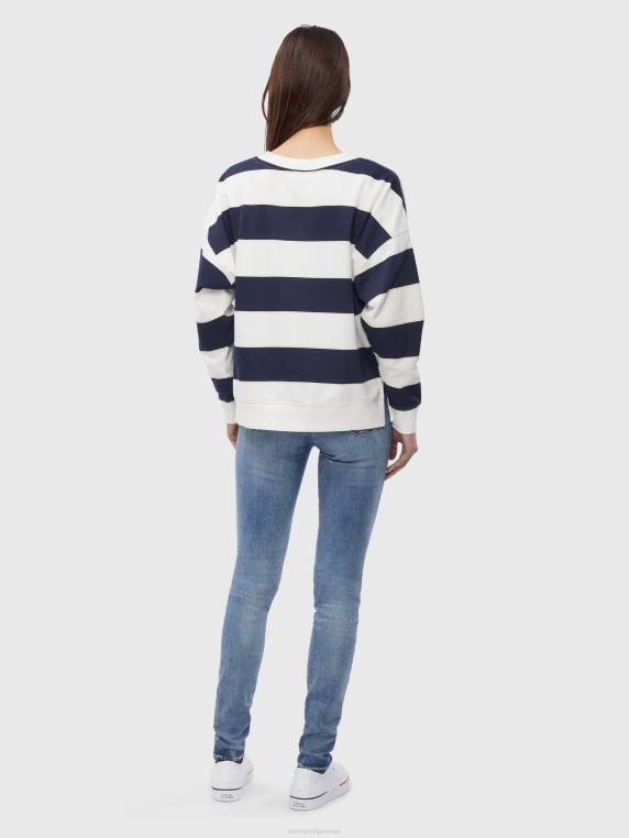 סווטשירט פתוח רוגבי NX202596 פס רוגבי אופקי/שמימי מדבר אקרו Tommy Hilfiger