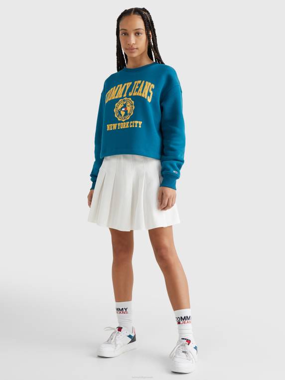 סווטשירט קצוץ לוגו המכללה NX202599 בֶּנזִין Tommy Hilfiger