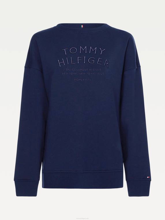 סווטשירט רקמת טקסט בהתאמה רגועה NX202621 שמיים מדבריים Tommy Hilfiger