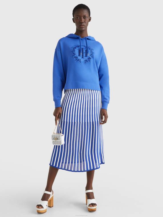 קפוצ'ון בהתאמה רגועה עם אפליקציה מונוגרמה NX202626 ורונה כחול Tommy Hilfiger