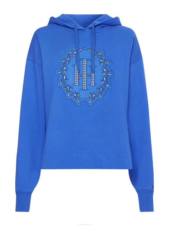 קפוצ'ון בהתאמה רגועה עם אפליקציה מונוגרמה NX202626 ורונה כחול Tommy Hilfiger