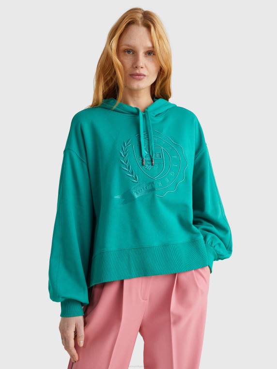 סמלים קפוצ'ונים בהתאמה רגועה NX202630 סמל ירוק Tommy Hilfiger